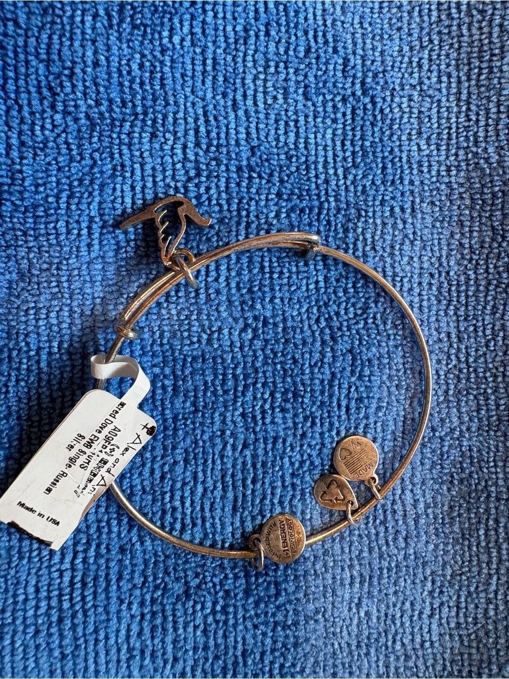 Alex & Ani Silver Charm Bangle Bracelet with Dover and Round Charms